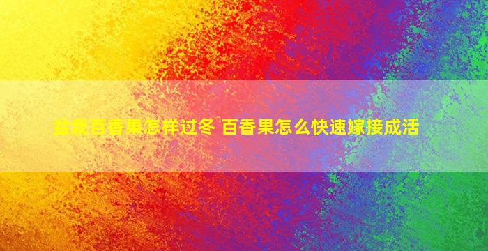 盆栽百香果怎样过冬 百香果怎么快速嫁接成活